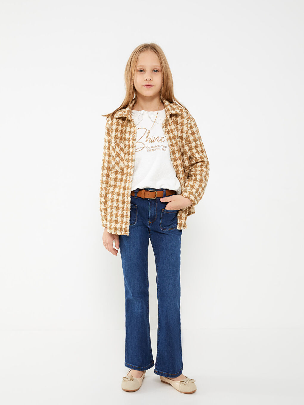 Blugi Evazați Simpli pentru Fete