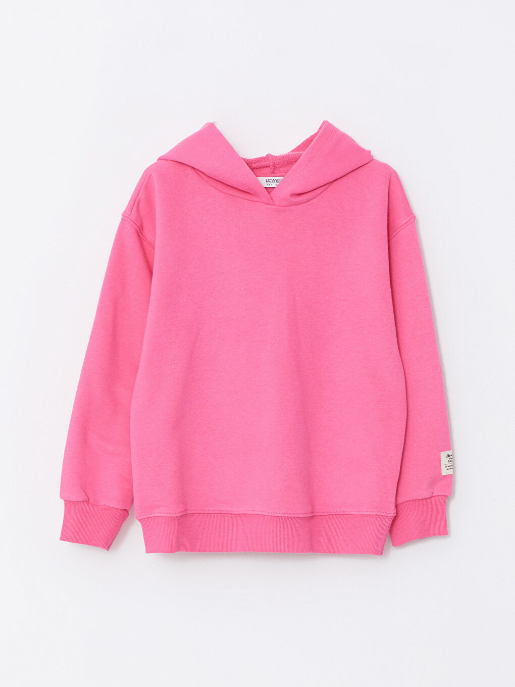 Pembe Kapüşonlu Basic Uzun Kollu Kız Çocuk Sweatshirt-4