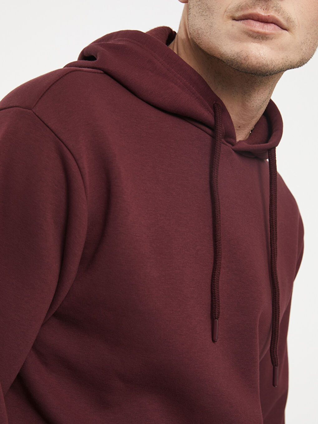 XSIDE Bordo Uzun Kollu Erkek Kalın Hoodie - 3