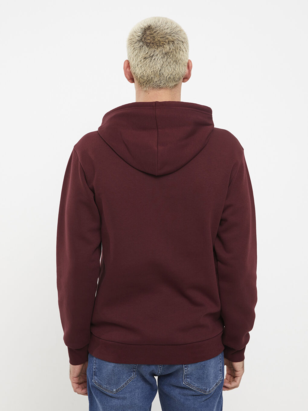 XSIDE Bordo Uzun Kollu Erkek Kalın Hoodie - 4