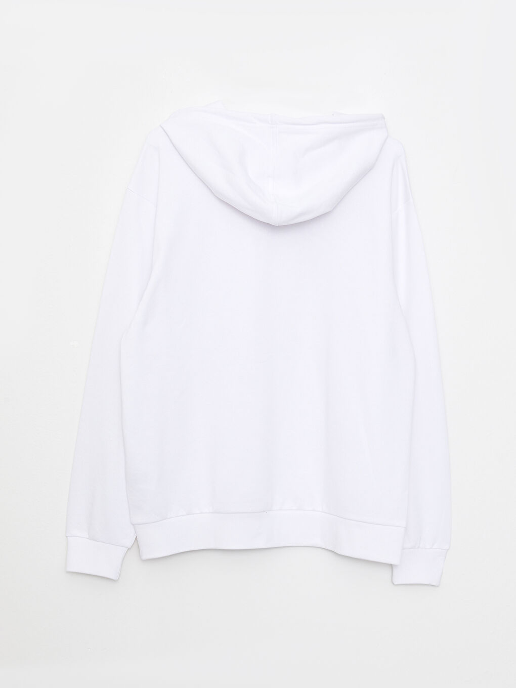 Beyaz Uzun Kollu Erkek Hoodie-1