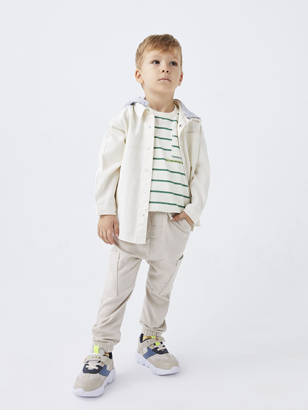 LCW baby Bej Beli Lastikli Basic Erkek Bebek Jogger Pantolon - 2