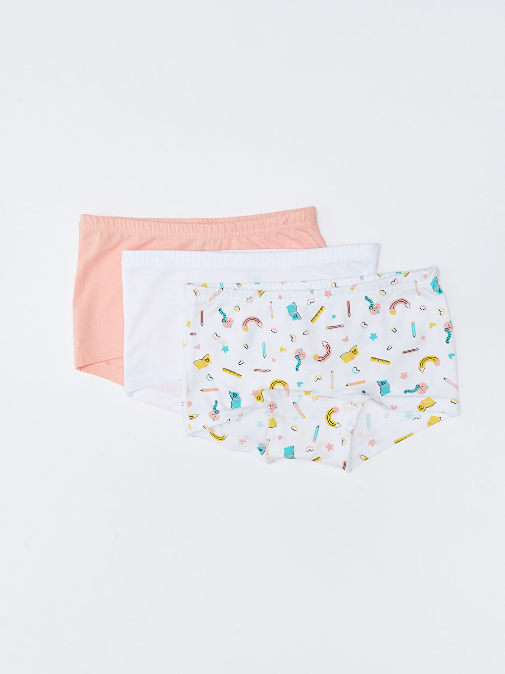 Pembe Baskılı Pamuklu Kız Çocuk Boxer 3'lü