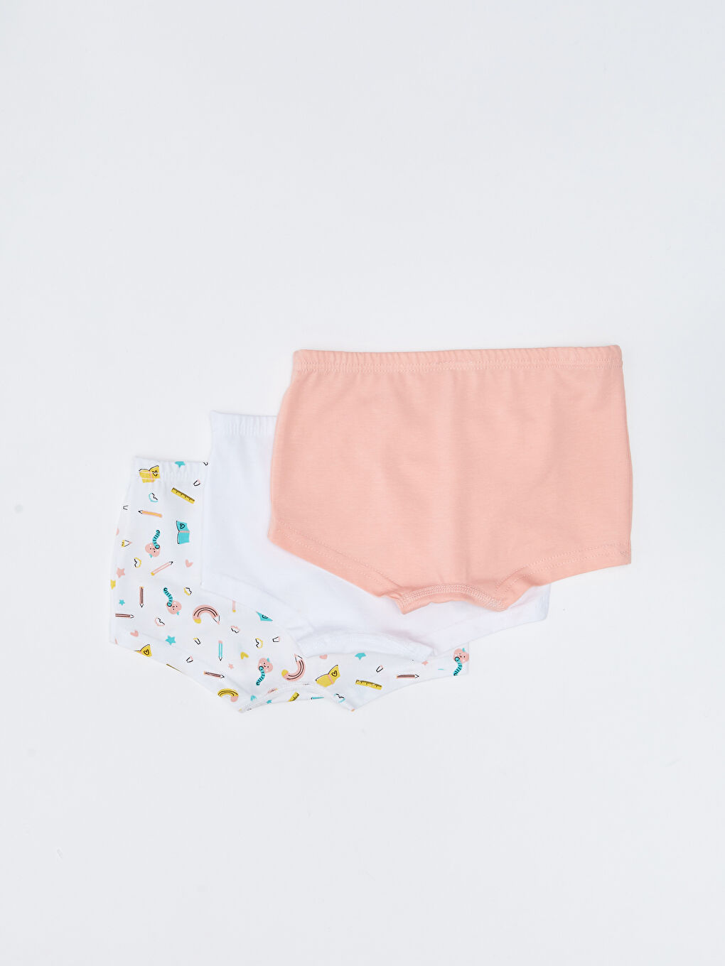 Pembe Baskılı Pamuklu Kız Çocuk Boxer 3'lü-1
