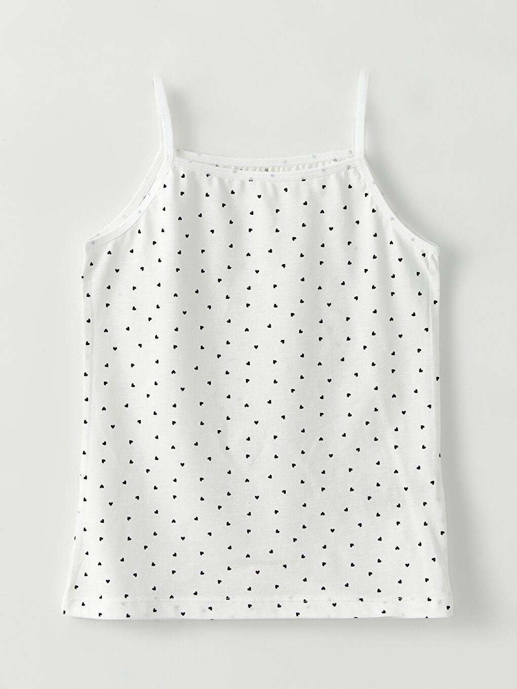 Ekru Kare Yaka Askılı Pamuklu Kız Çocuk Atlet 2'li-2