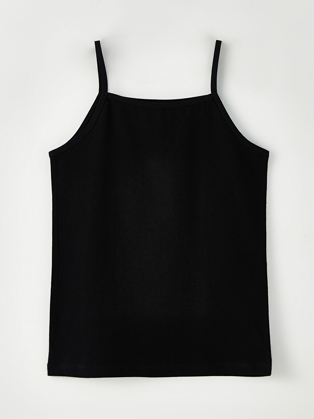 Ekru Kare Yaka Askılı Pamuklu Kız Çocuk Atlet 2'li-4