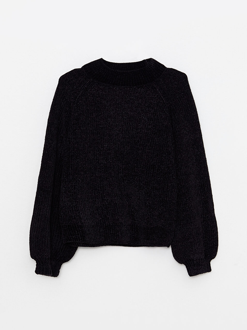 Siyah Dik Yaka Kadın Triko Kazak-5