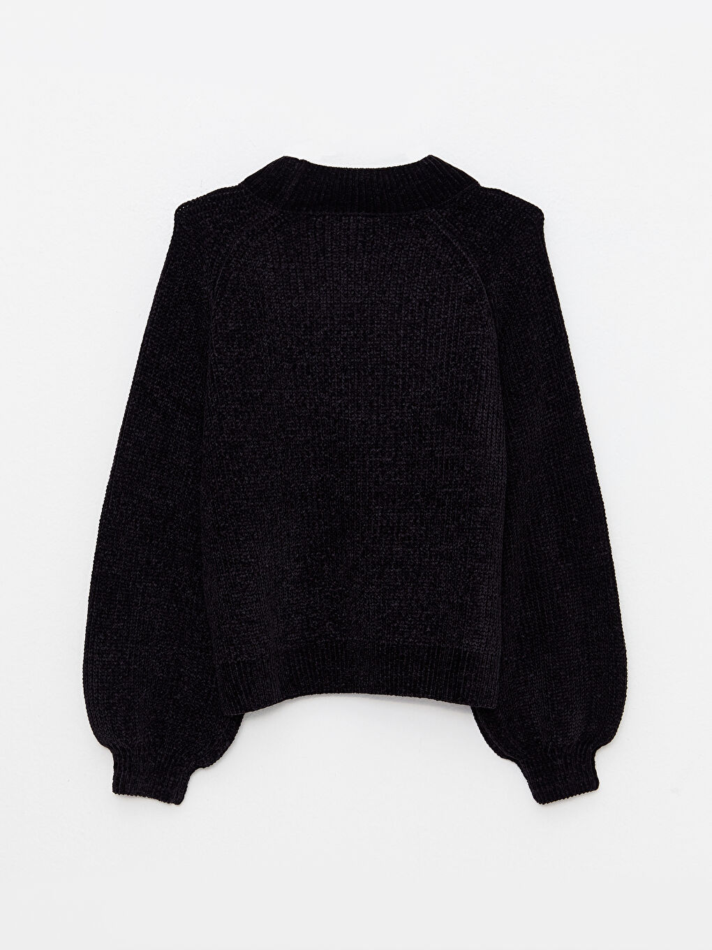 Siyah Dik Yaka Kadın Triko Kazak-6