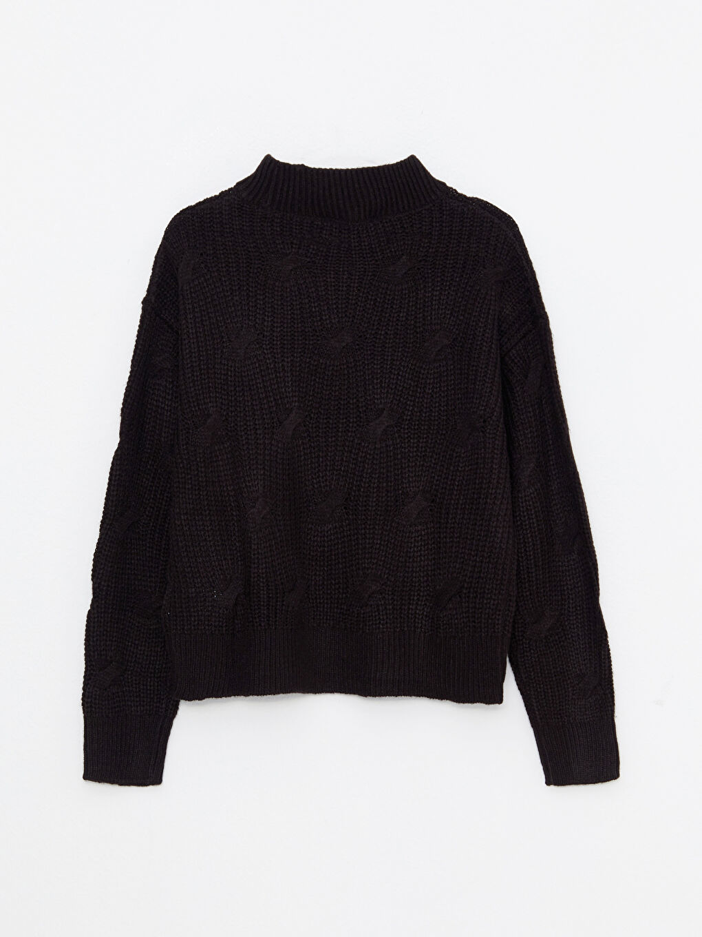 Half Turtleneck Self Patterned Long Sleeve Women's Tricot Sweater-6