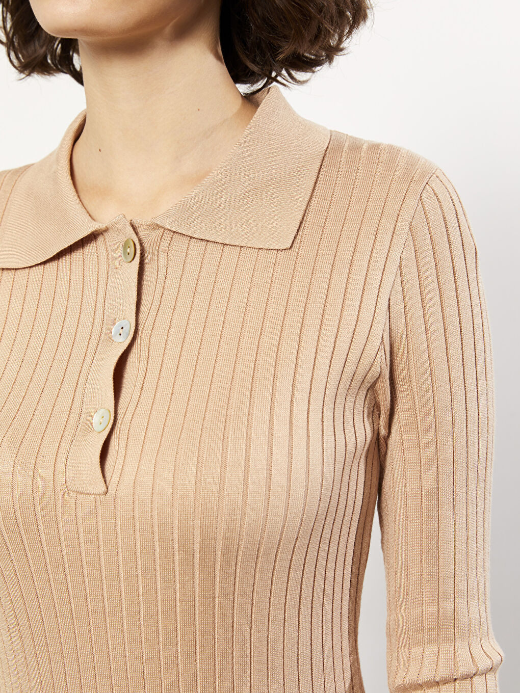 Shirt Neck Regular Long Sleeve Women's Tricot Dress-3