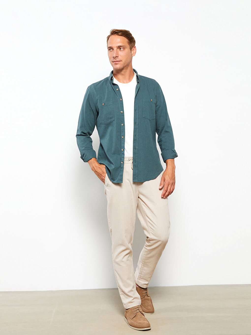 Regular Fit Long Sleeve Gabardine Men's Shirt-1
