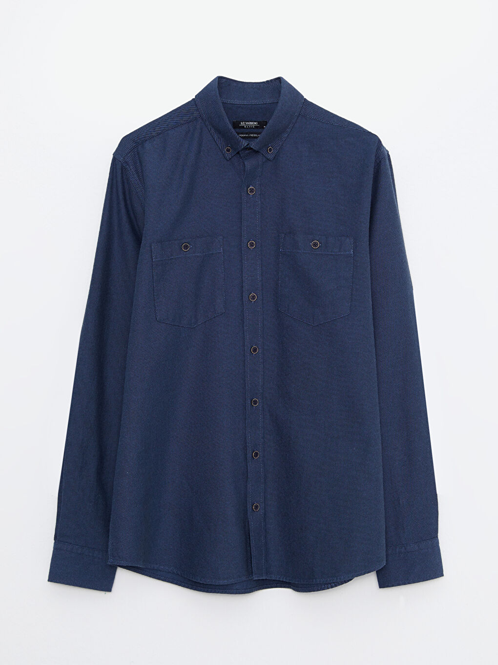 Ерлерге арналған ұзын жеңді стандартты пішімді саржа жейде-5