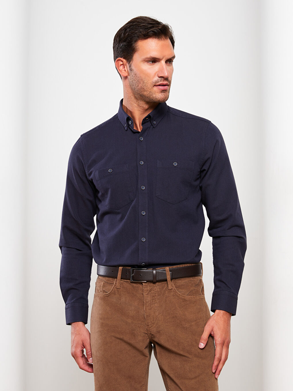 LCWAIKIKI Basic Regular Fit Long Sleeve Gabardine Men's Shirt -W28059Z8-CX1