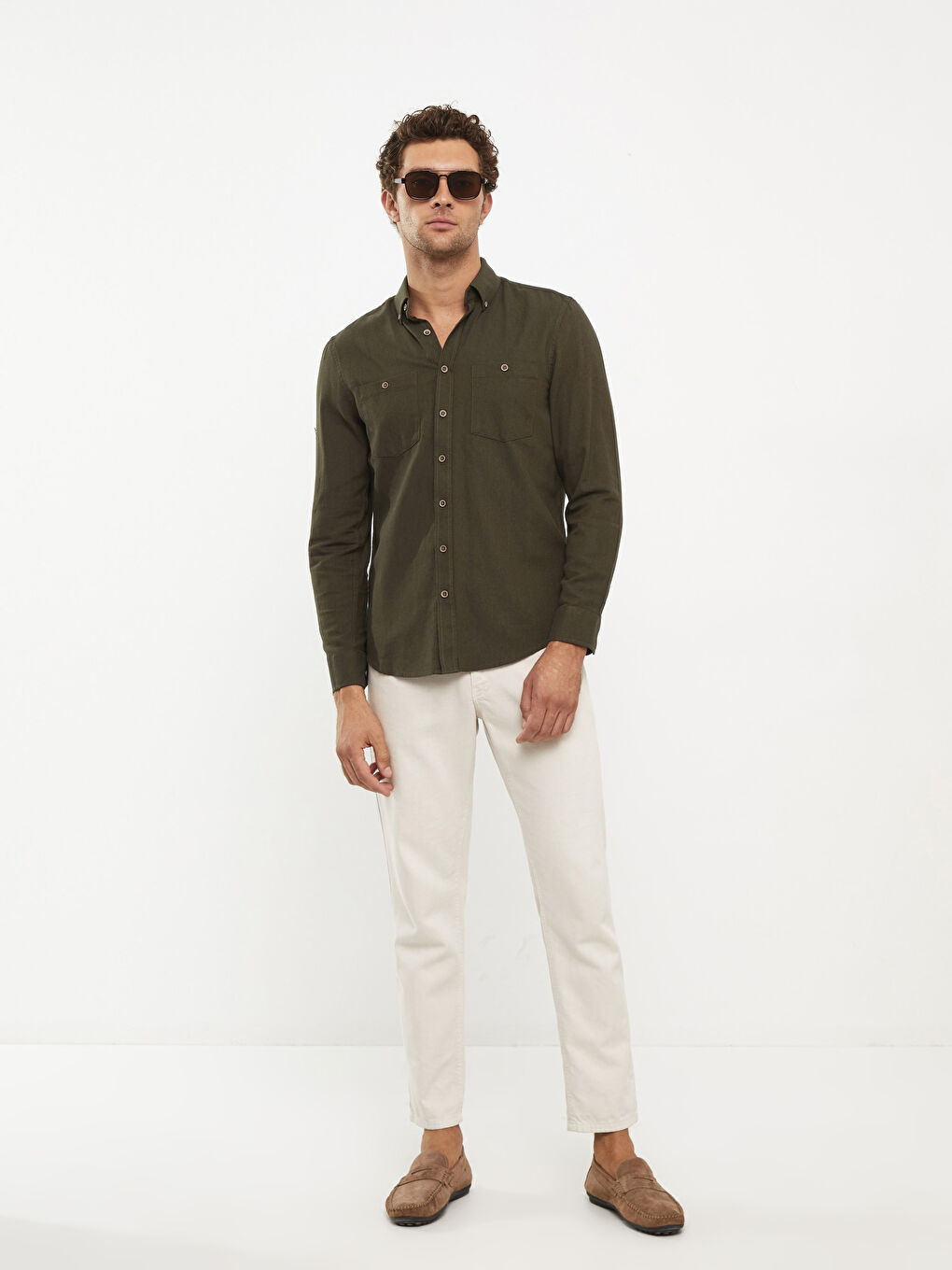 LCWAIKIKI Basic Regular Fit Long Sleeve Gabardine Men's Shirt -W28059Z8-KGJ