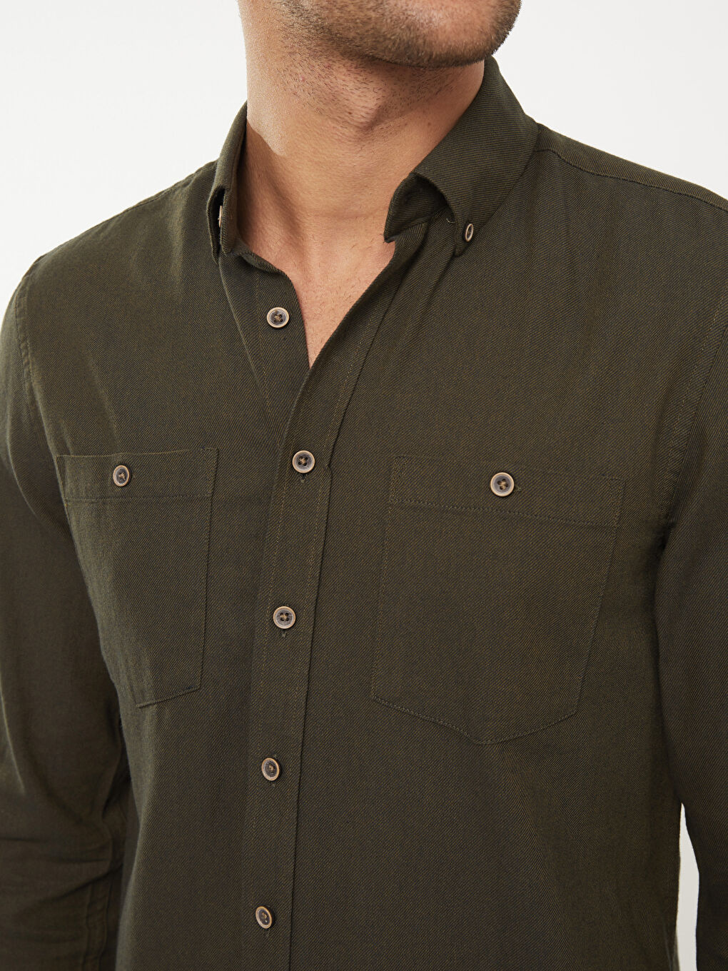 LCWAIKIKI Basic Regular Fit Long Sleeve Gabardine Men's Shirt -W28059Z8-KGJ