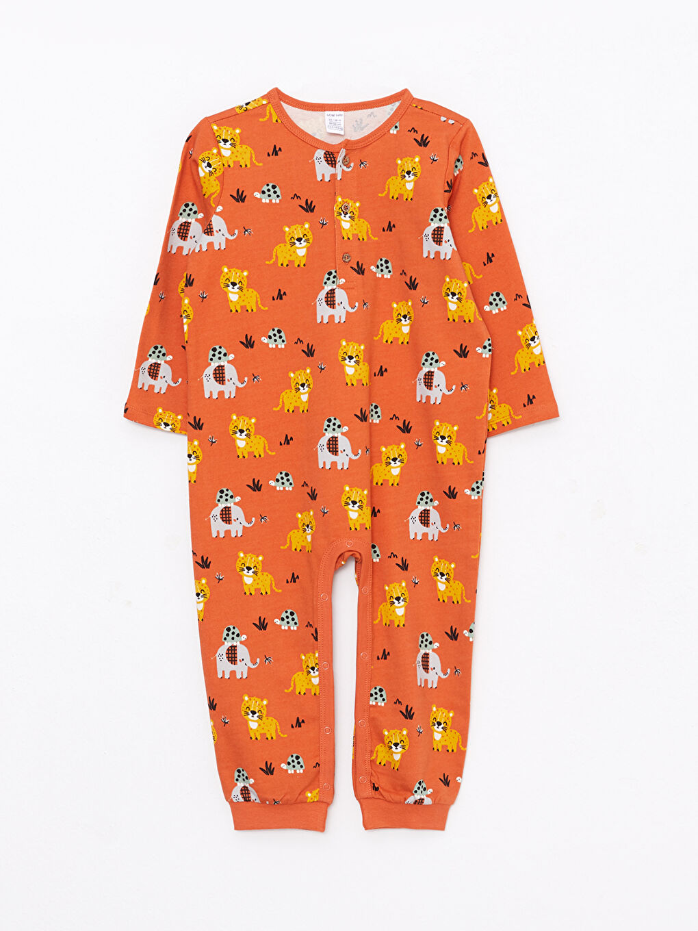 Crew Neck Long Sleeve Printed Baby Boys' Jumpsuit