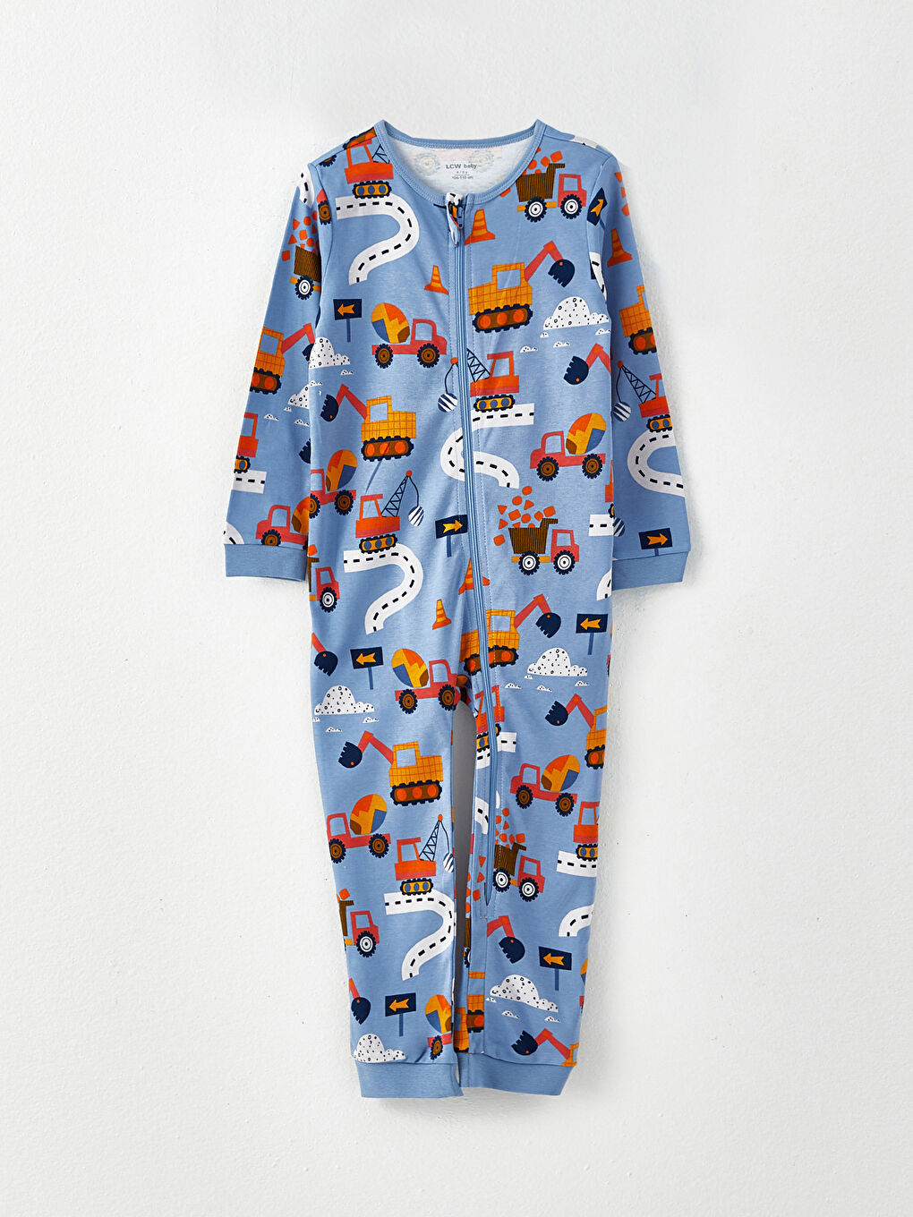 Mavi Bisiklet Yaka Uzun Kollu Baskılı Erkek Bebek Tulum 2'li-1