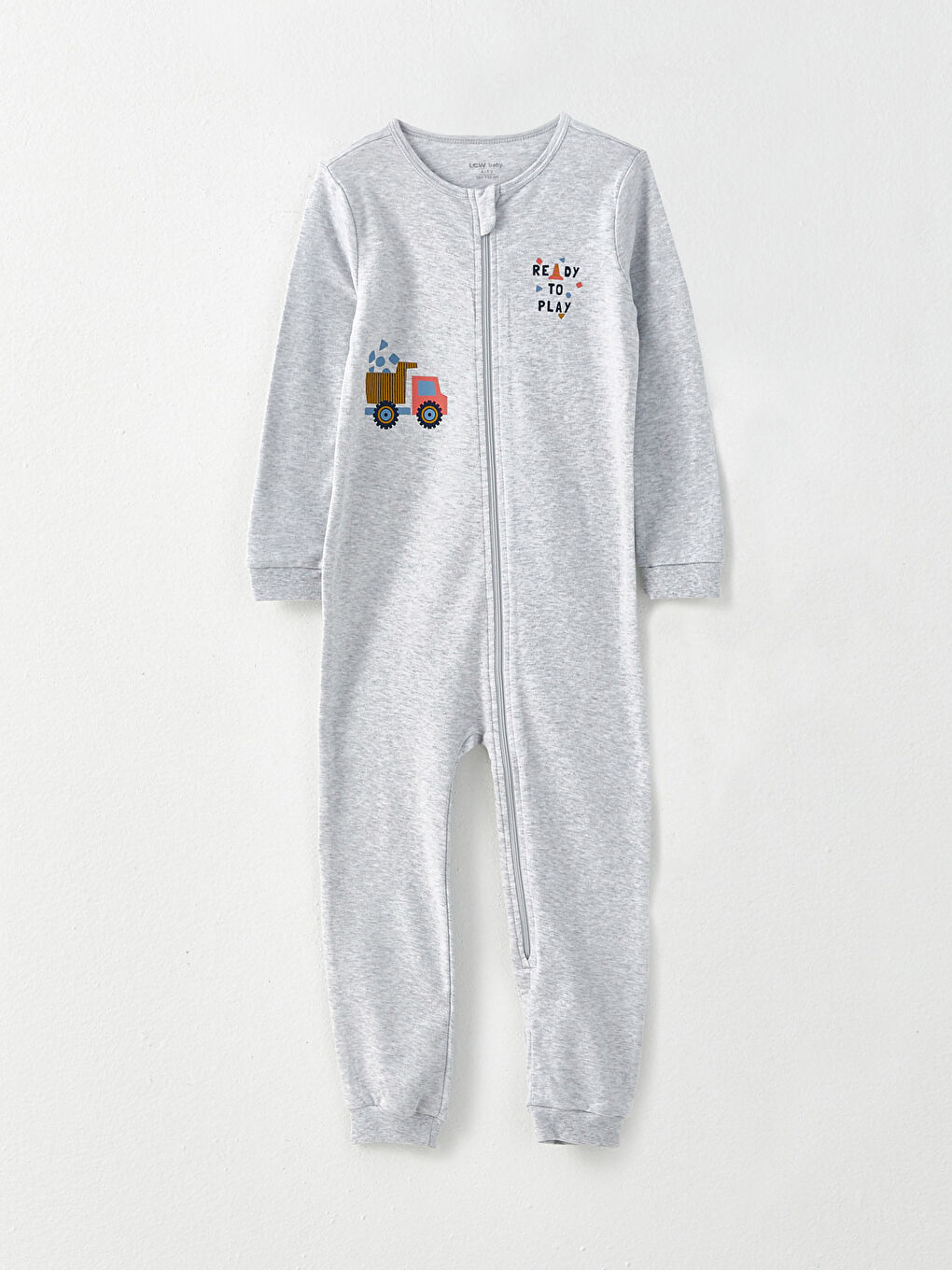 Mavi Bisiklet Yaka Uzun Kollu Baskılı Erkek Bebek Tulum 2'li-2