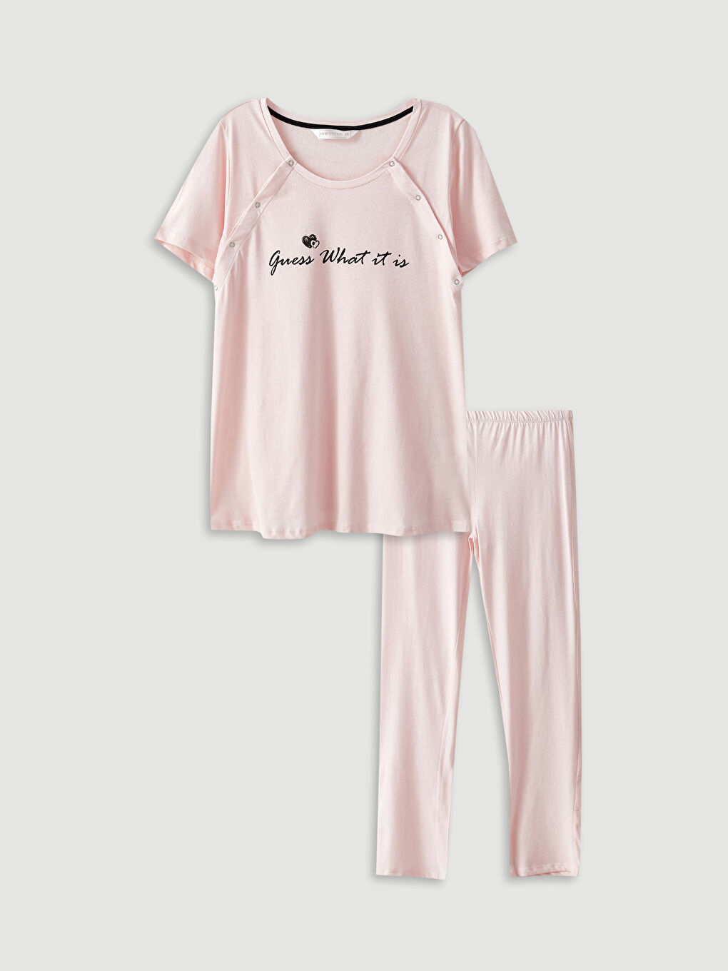 Set de pijama pentru gravide din bumbac, cu mânecă scurtă și guler rotund, imprimat-6