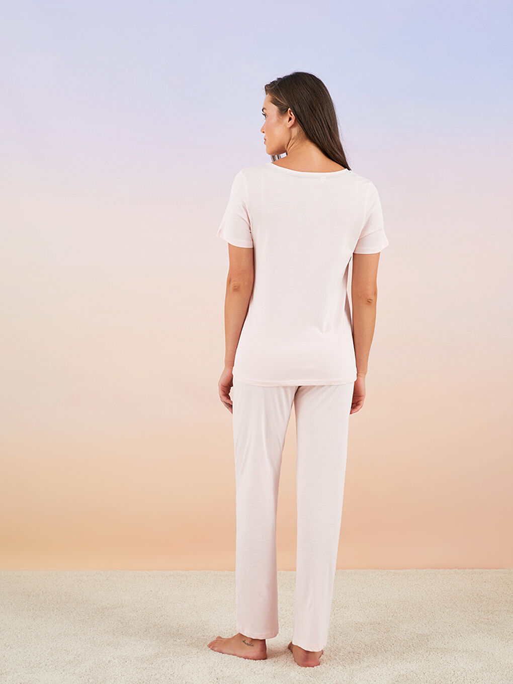 Set de pijama pentru gravide din bumbac, cu mânecă scurtă și guler rotund, imprimat-5