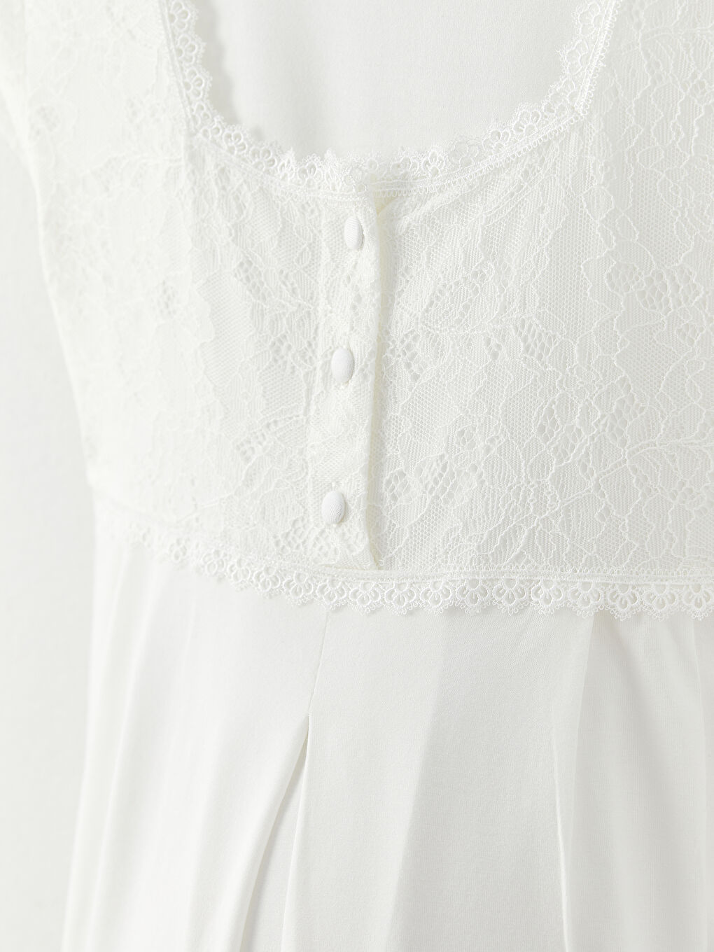 Ekru Kare Yaka Nakışlı Kısa Kollu Hamile Pijama Takımı-9