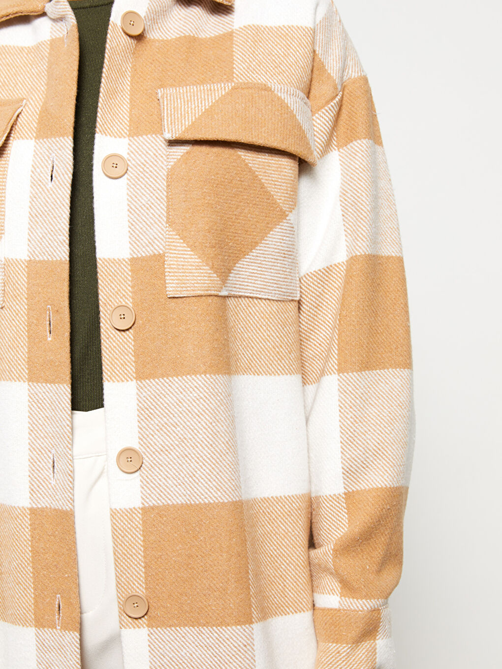 Яке-риза Дамско Габардин Каре с Дълъг Ръкав и Копчета-3