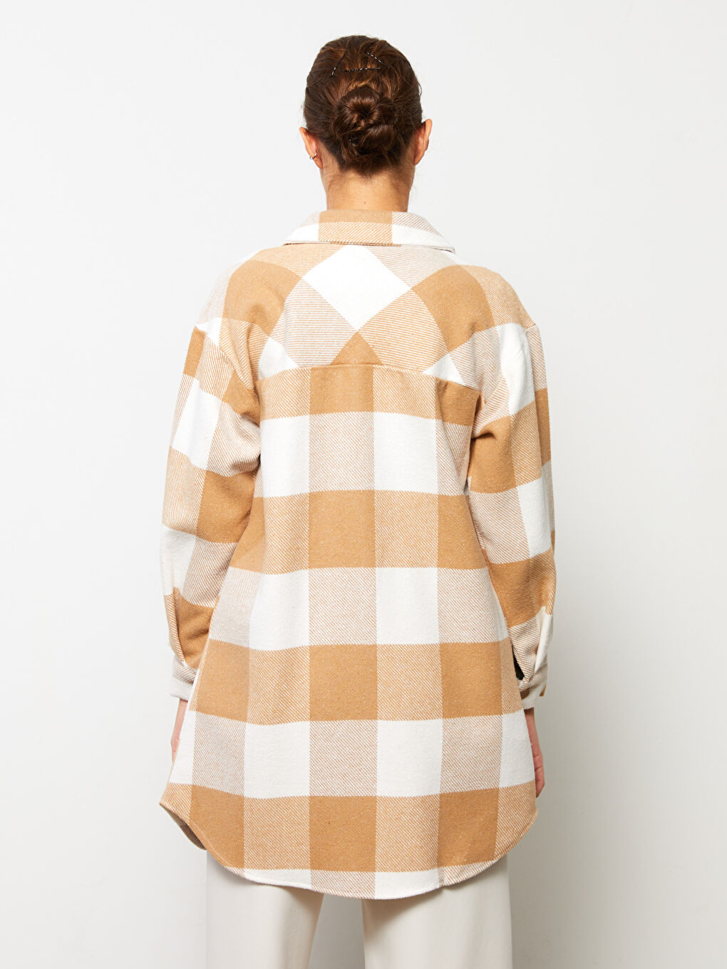 Яке-риза Дамско Габардин Каре с Дълъг Ръкав и Копчета-4