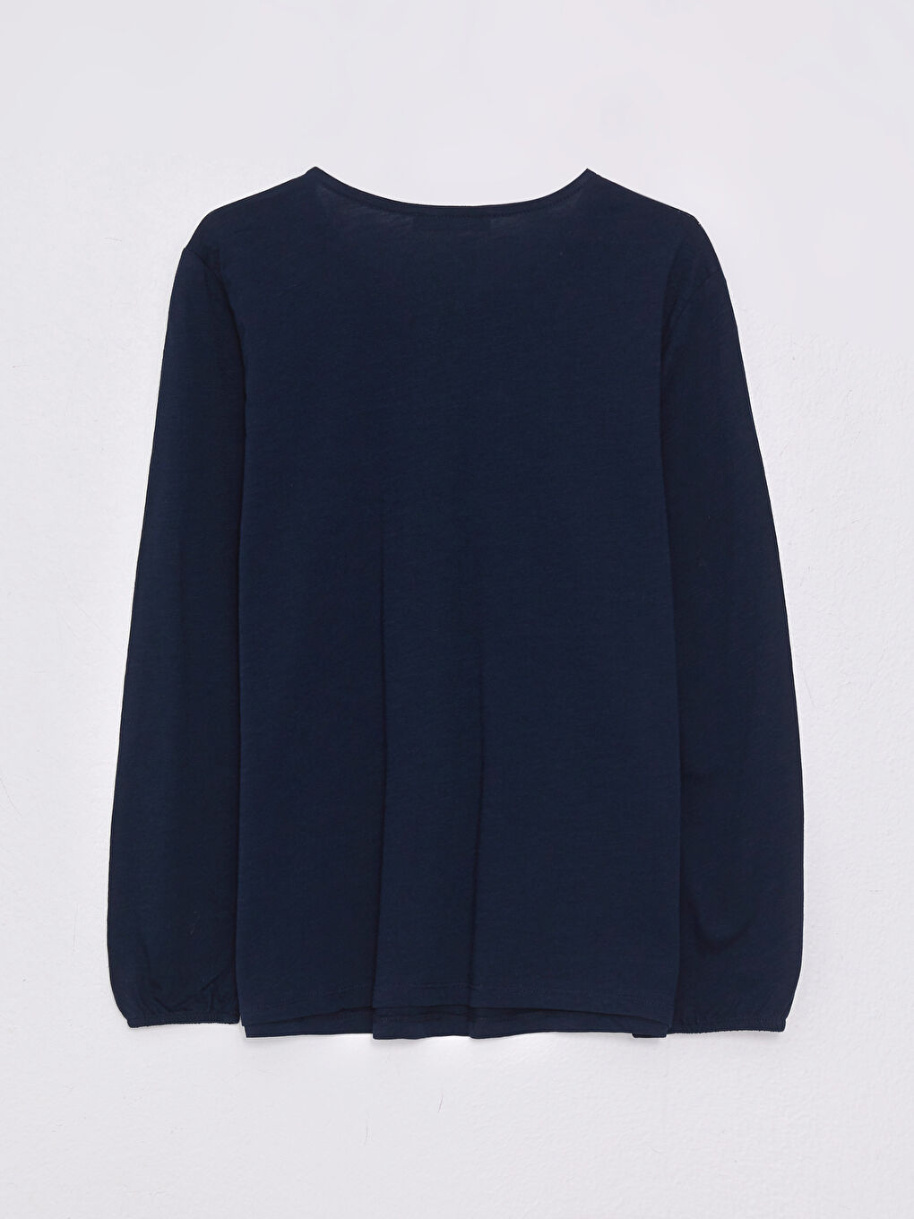 Lacivert Bağlama Yaka Nakışlı Uzun Kollu Pamuklu Kadın Bluz-6