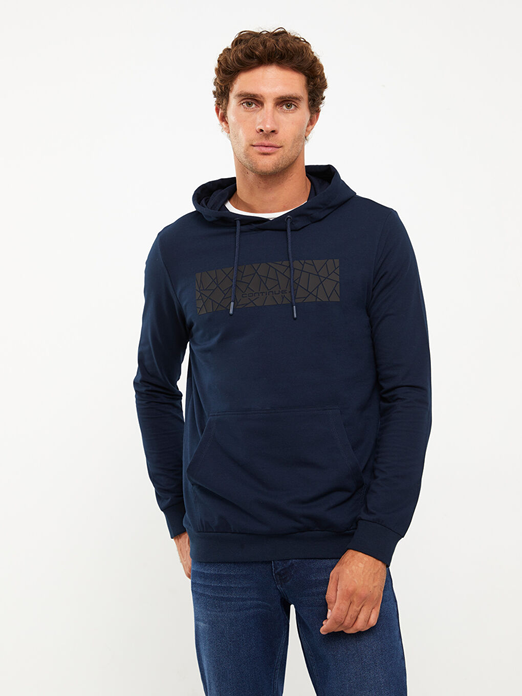 LCWAIKIKI Classic Langarm Bedrucktes Herren Kapuzensweatshirt -W28124Z8-DWP