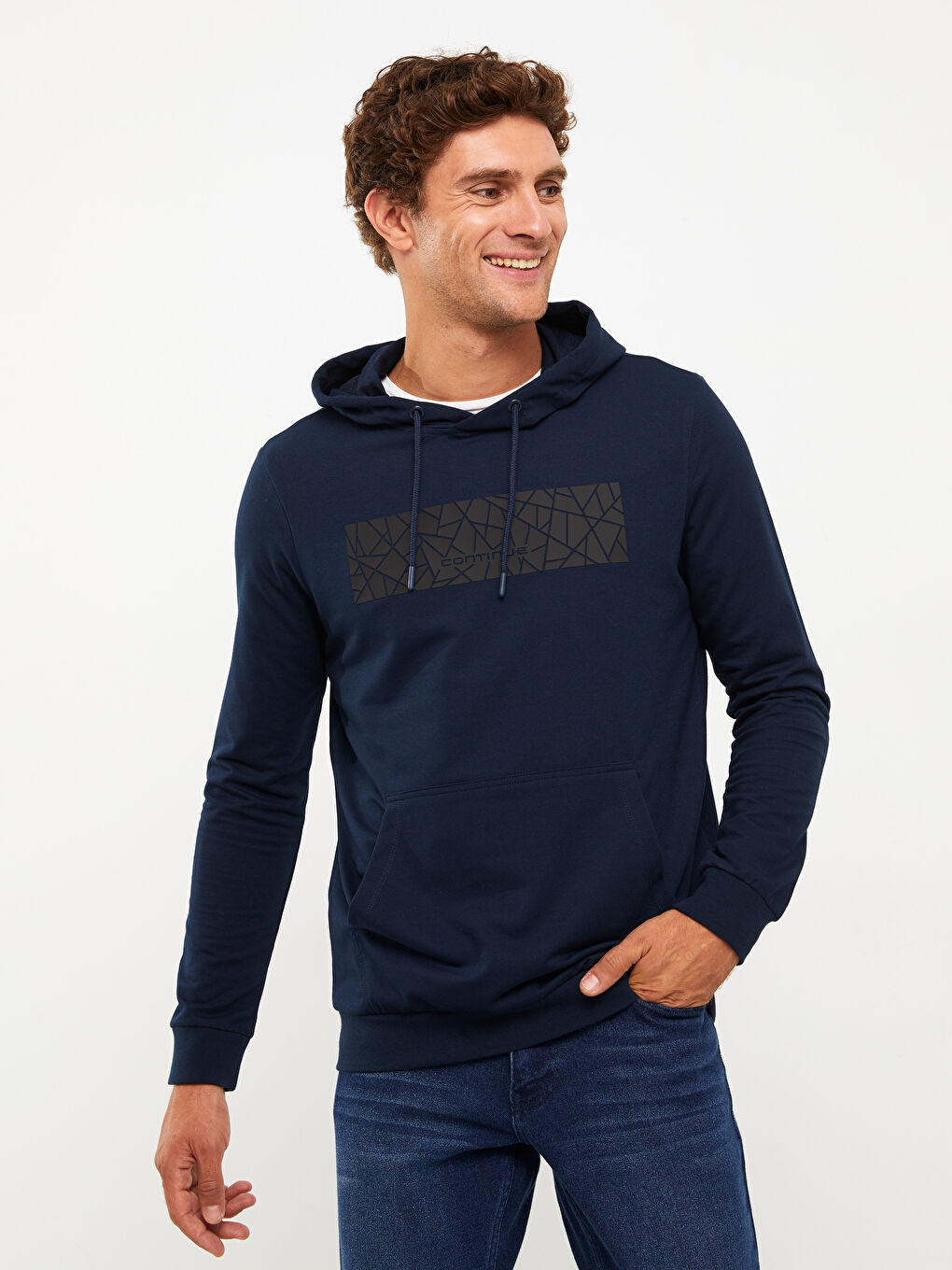 LCWAIKIKI Classic Langarm Bedrucktes Herren Kapuzensweatshirt -W28124Z8-DWP