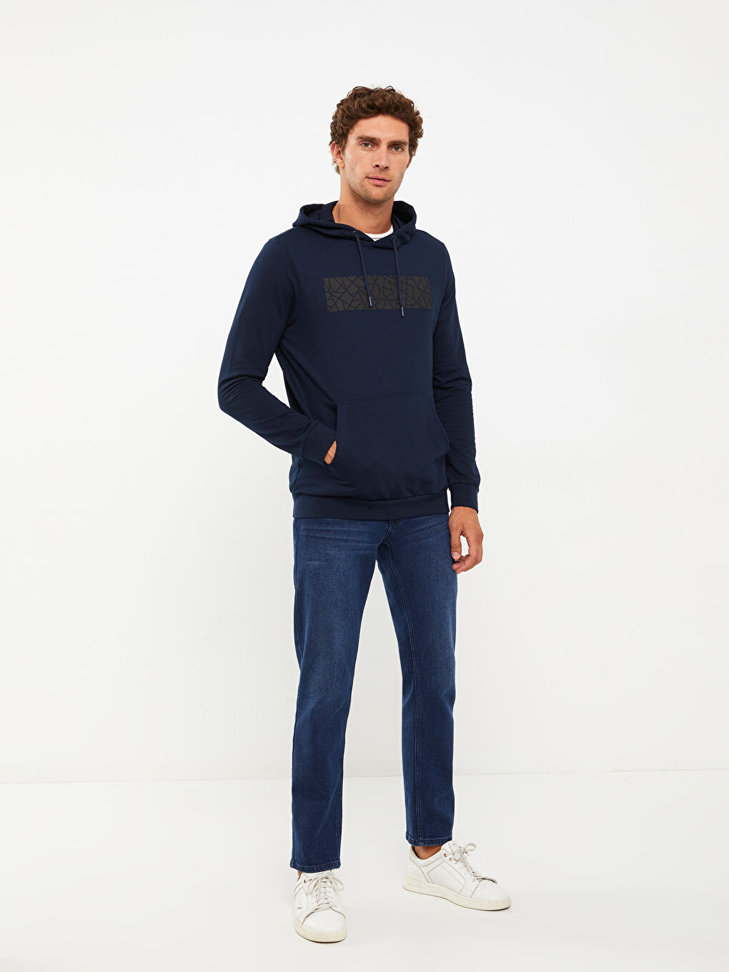 LCWAIKIKI Classic Langarm Bedrucktes Herren Kapuzensweatshirt -W28124Z8-DWP