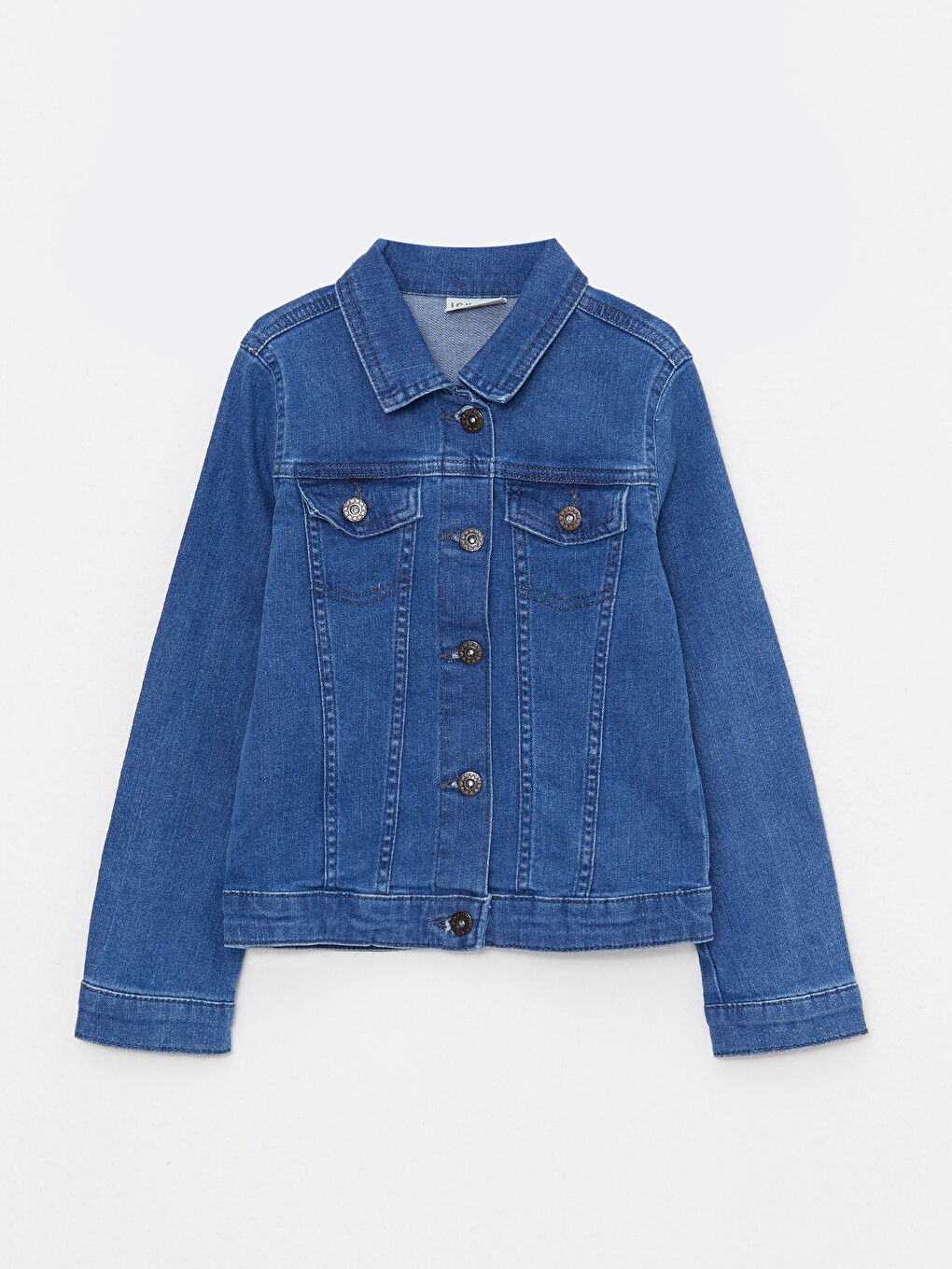 LCW ECO Collared Neck Girls' Denim Jacket -W28137Z4-507