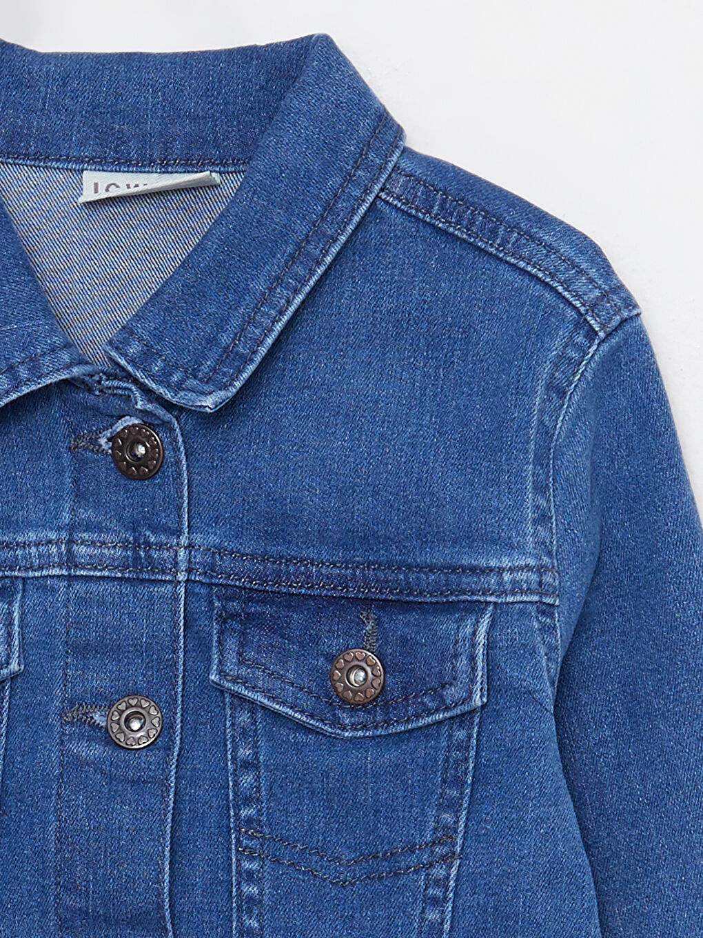 LCW ECO Collared Neck Girls' Denim Jacket -W28137Z4-507