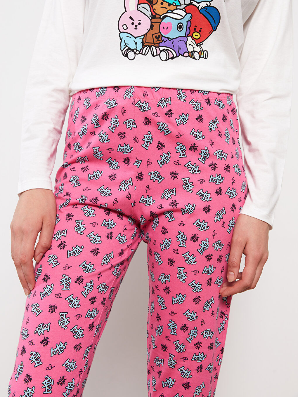 Crew Neck BT21 Printed Long Sleeve Cotton Women's Pajama Set-3