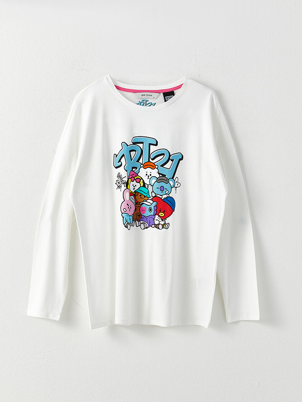 Crew Neck BT21 Printed Long Sleeve Cotton Women's Pajama Set-6