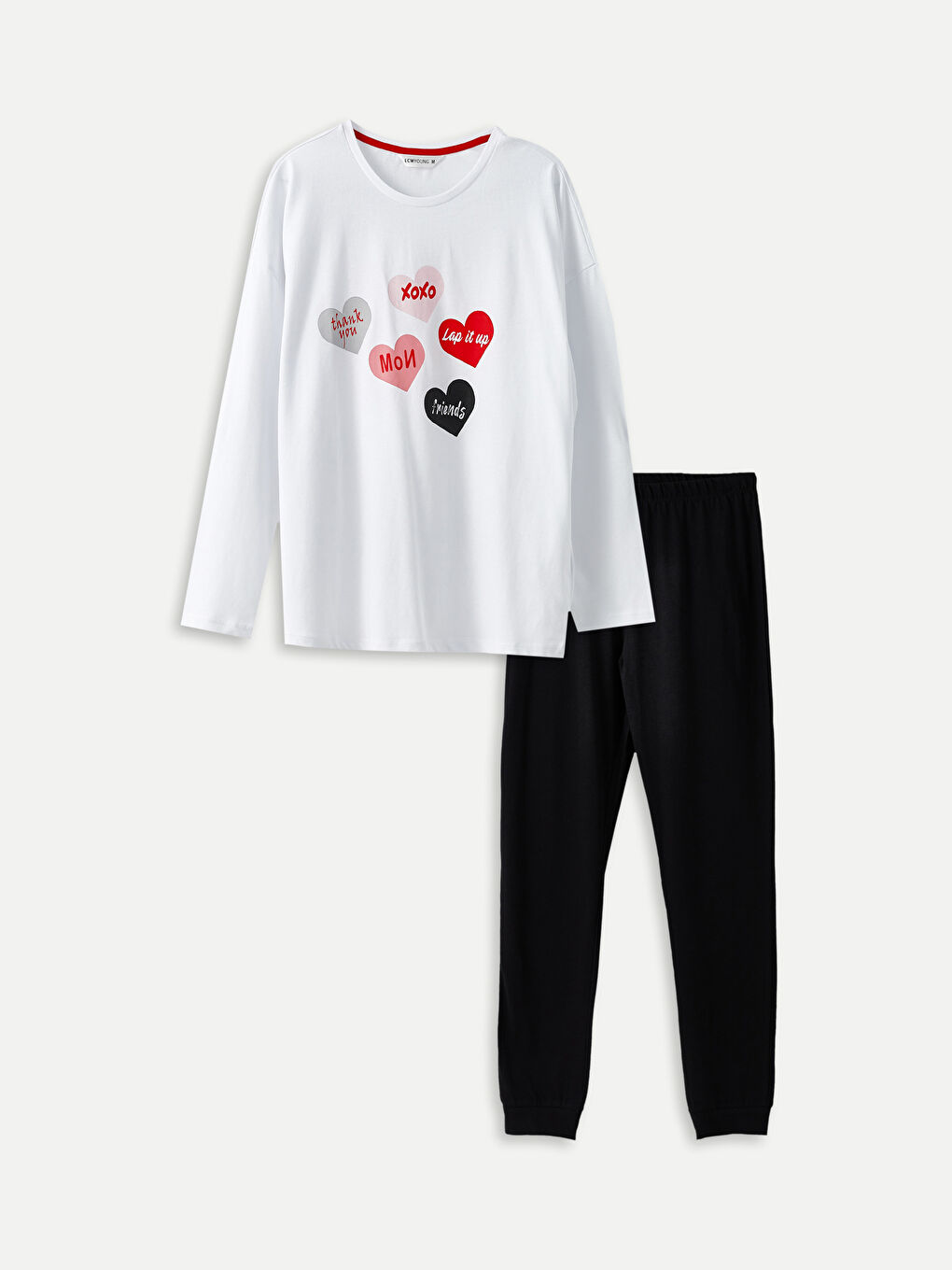 LCW Young Bisiklet Yaka Baskılı Uzun Kollu Kadın Pijama Takımı -W28141Z8-CVL