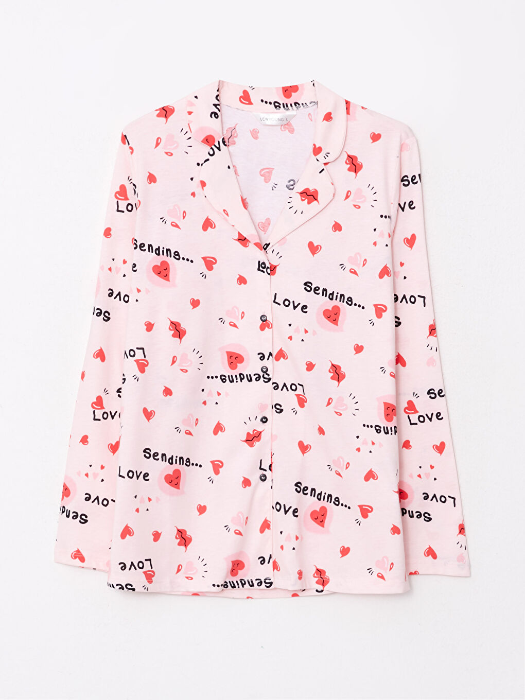 Shirt Neck Patterned Long Sleeve Cotton Women's Pajama Set-7