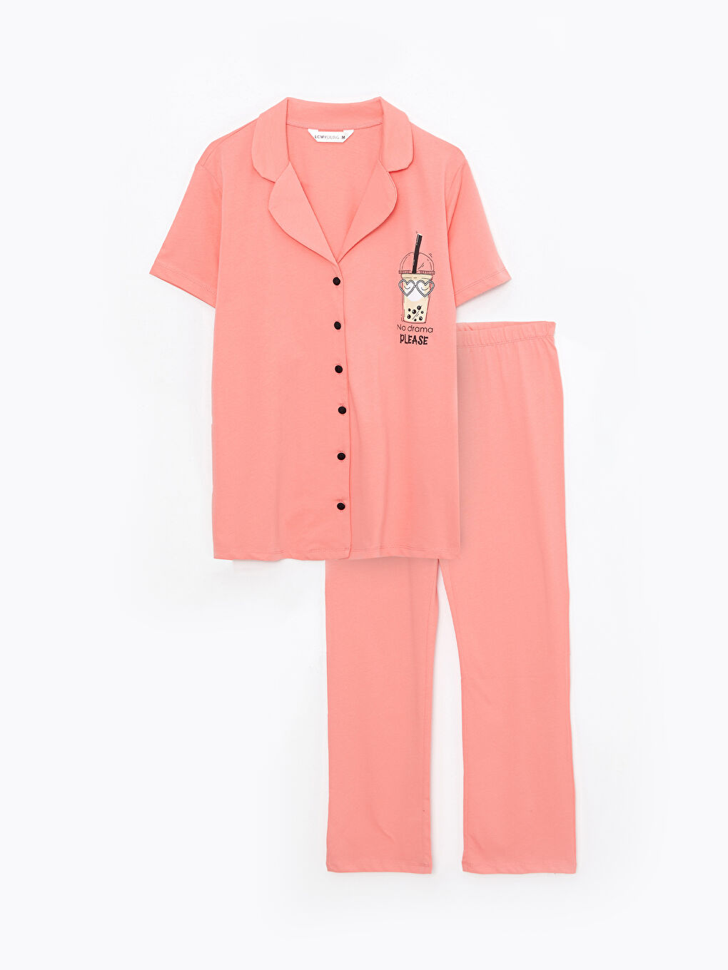 Shirt Neck Printed Short Sleeve Cotton Women's Pajama Set-5