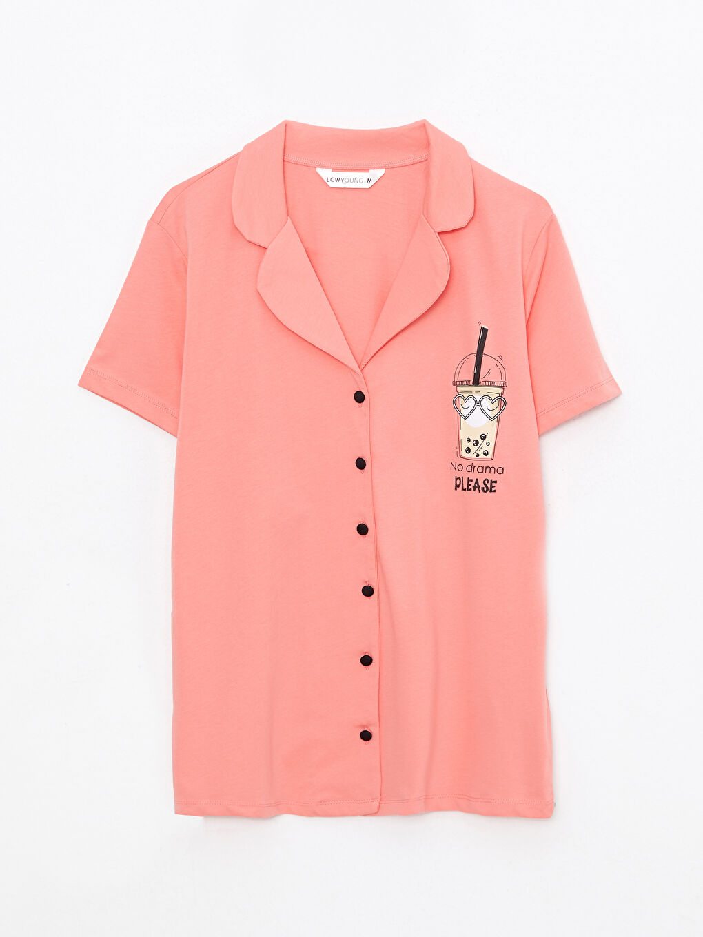 Shirt Neck Printed Short Sleeve Cotton Women's Pajama Set-6