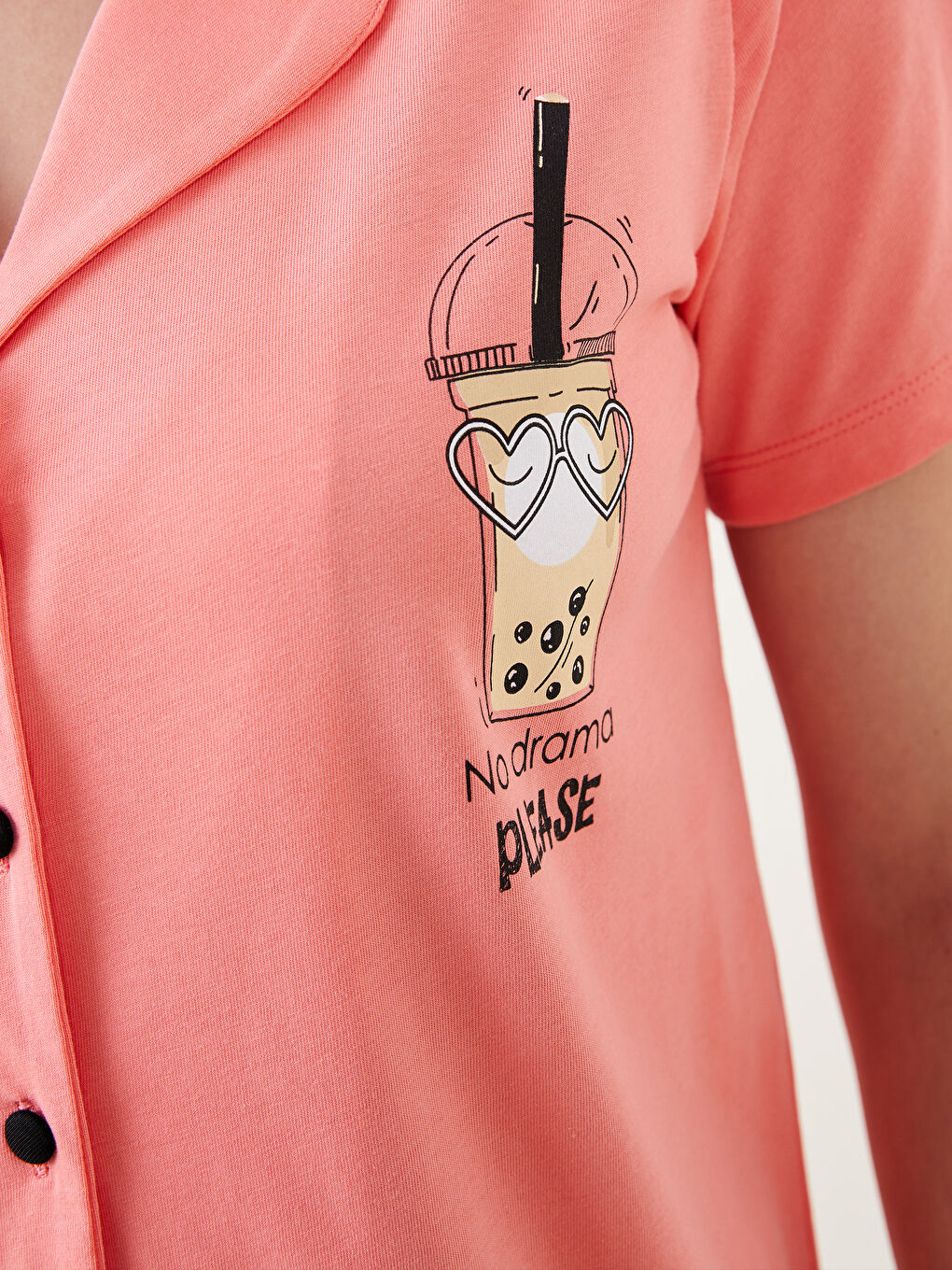 Shirt Neck Printed Short Sleeve Cotton Women's Pajama Set-3