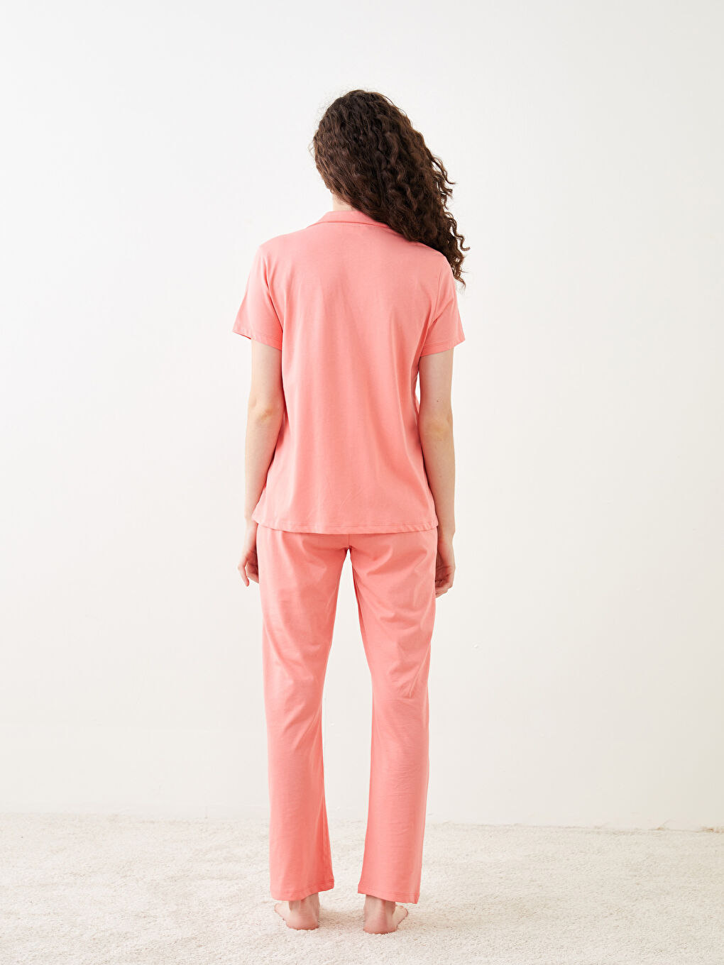 Shirt Neck Printed Short Sleeve Cotton Women's Pajama Set-4