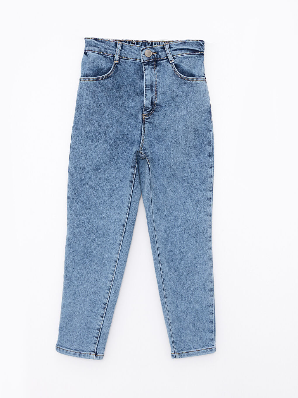 Elasticated Waist Basic Girls' Jeans-1