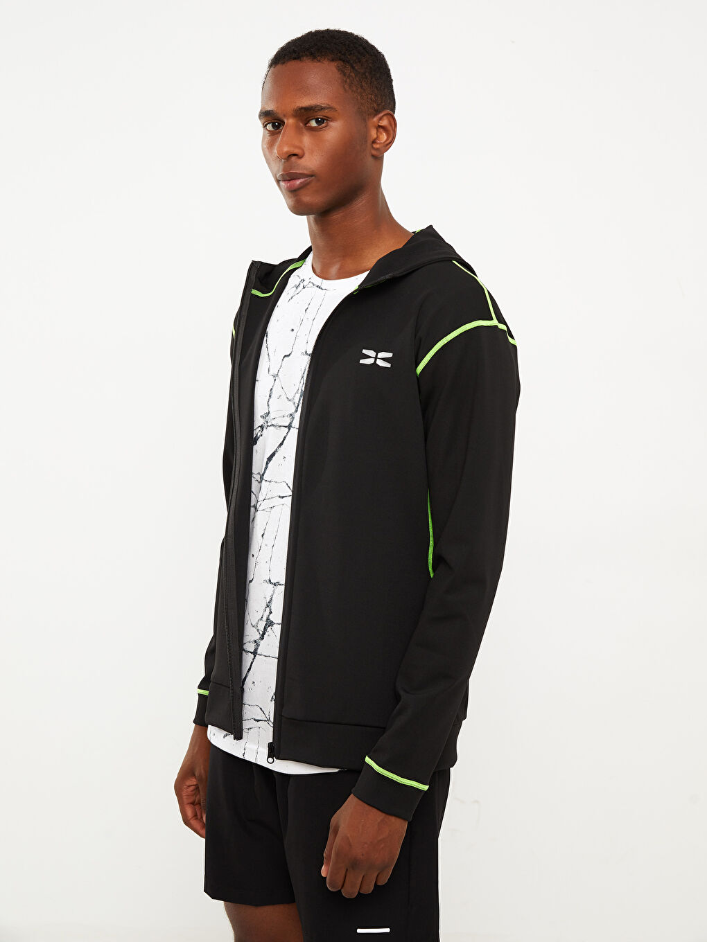 Schlank Geschnittene Kapuzenjacke Für Herren Sport Strickjacke-1