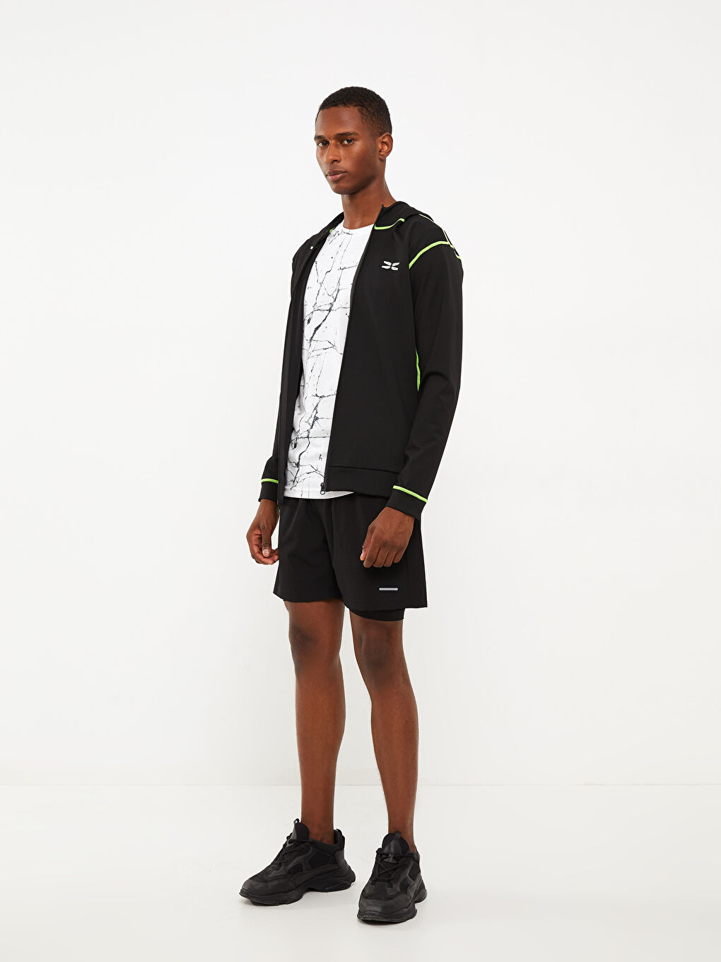 Schlank Geschnittene Kapuzenjacke Für Herren Sport Strickjacke-2