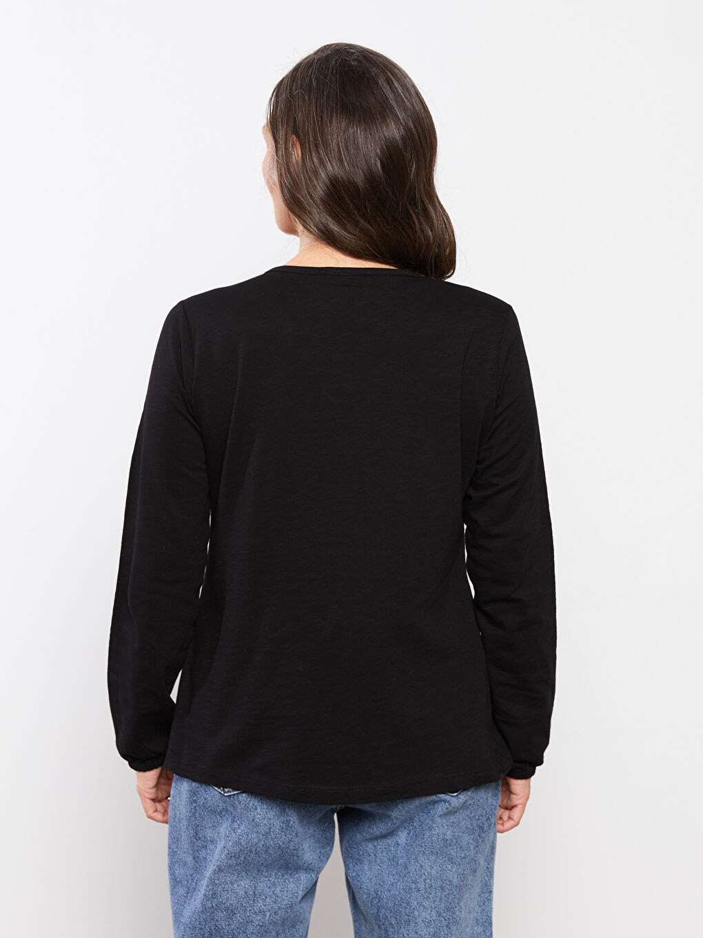 Crew Neck Embroidered Long Sleeve Women's T-Shirt-4
