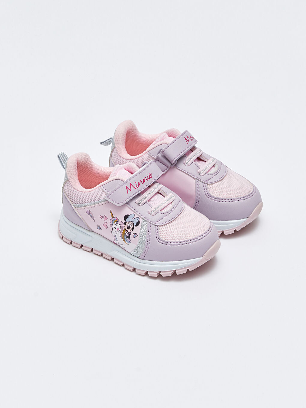LCW STEPS Minnie Mouse Licensed Lace and Hook and Loop Closure Baby Girl Sneakers -W28162Z1-RUD