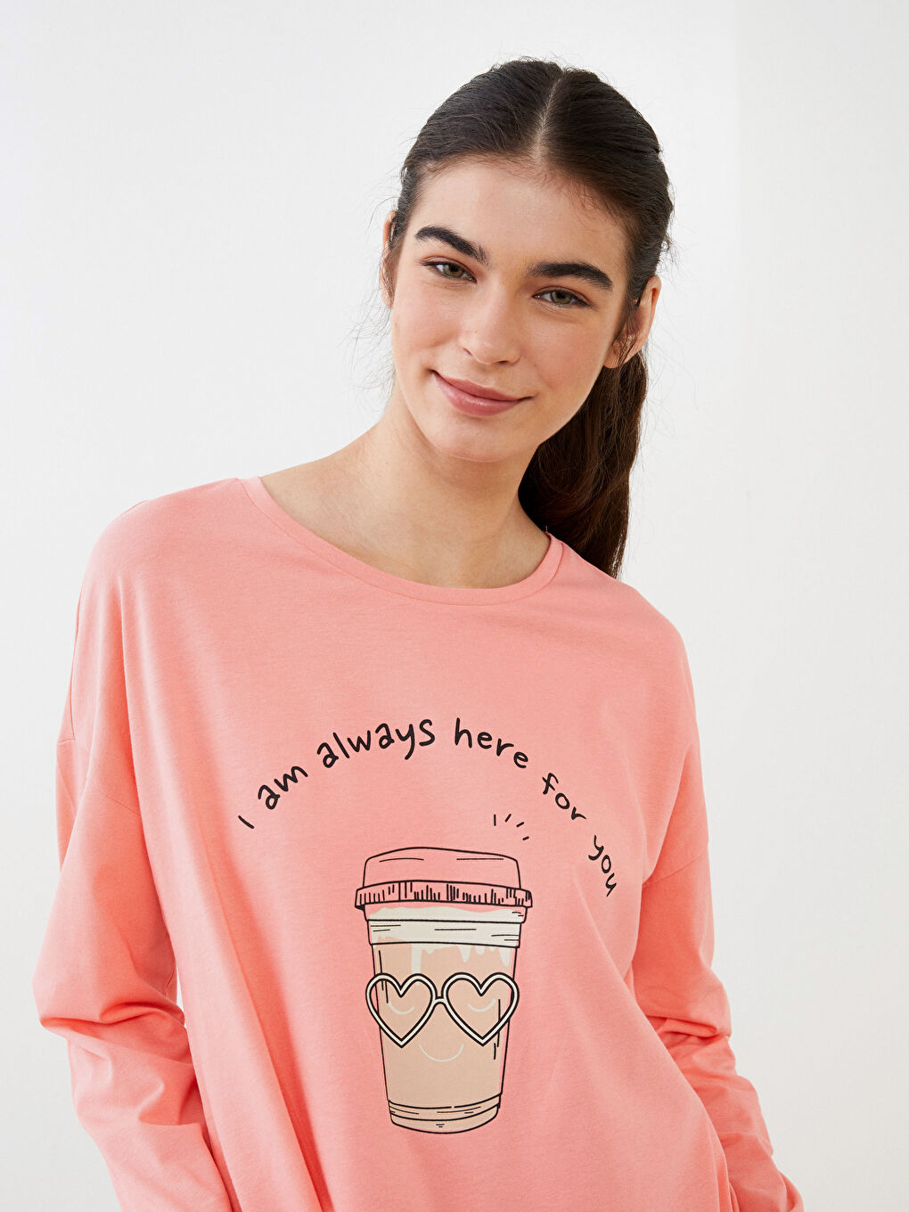 Crew Neck Printed Long Sleeve Cotton Women's Pajama Set-1