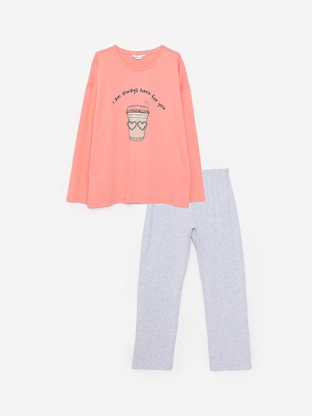 Crew Neck Printed Long Sleeve Cotton Women's Pajama Set-3