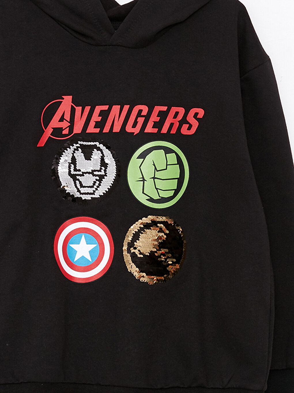 LCW Kids Siyah Kapüşonlu Avengers Baskılı Uzun Kollu Erkek Çocuk Sweatshirt - 3