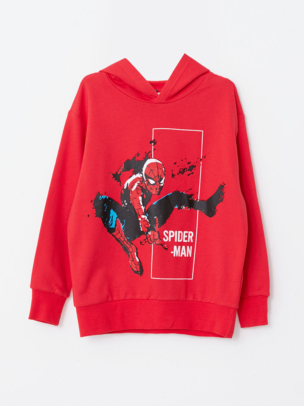 Kırmızı Kapüşonlu Spider-Man Baskılı Uzun Kollu Erkek Çocuk Sweatshirt ve Eşofman Altı-1